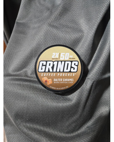 grinds kávové sáčky s 5O mg kofeinu a příchutí slaného karamelu