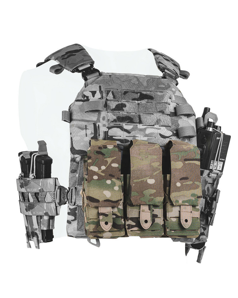 Taktická platforma se samosvornými pouzdry pro 3 zásobníky M4 / AR15 / BREN 2 multicam